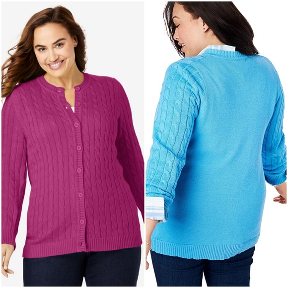 Woman's Within Raspberry Knit Cardigan Size 1X - Picture 1 of 3